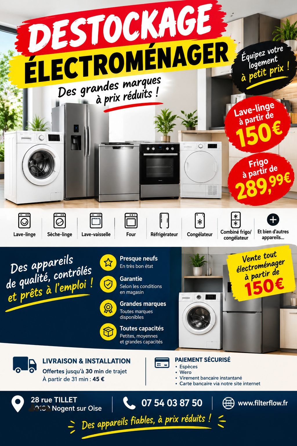 Photo 7 : Appareils électroménagers allemands reconditionnés blanc classe A