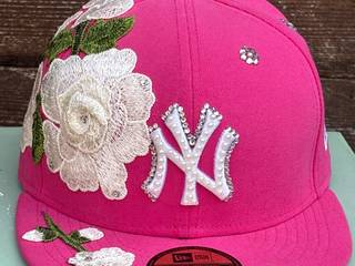 Casquette custom New Era 59 fifty NY rose roses 56 cm